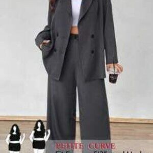 SHEIN PETITE Plus Size   Suit Set (Blazer + Pants)